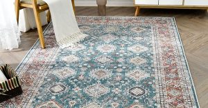 Clean an area rug on hardwood floor