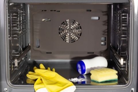Clean the oven with oven cleaner 