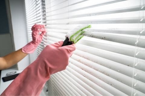 Note cleaning old vertical blinds