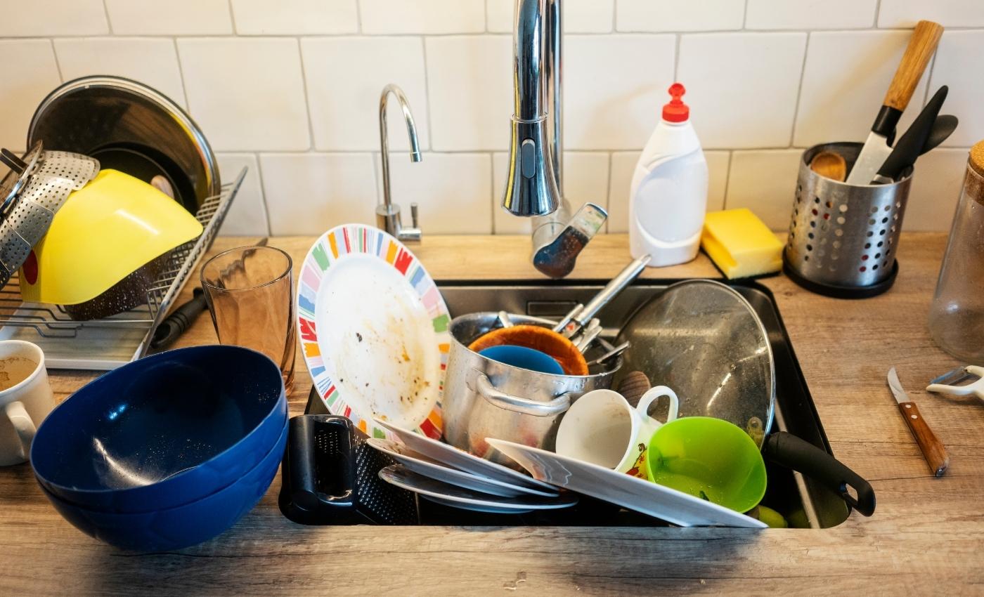Pick up dirty dishes around the house.