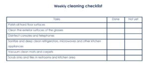 Weekly cleaning checklist