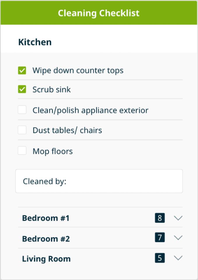 Cleaning checklist (Source: Internet)