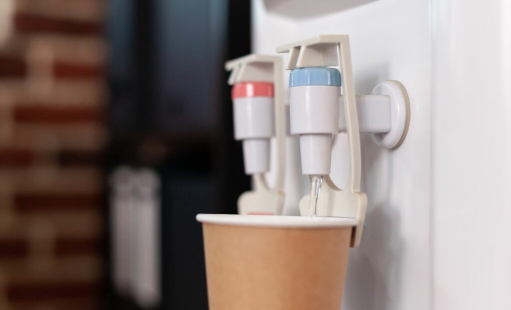 An excellent replacement for single-use bottles is a water cooler 