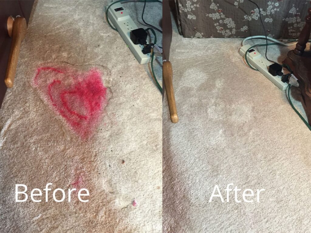 Carpet with stains before and after having the cleaning (Source: Internet)