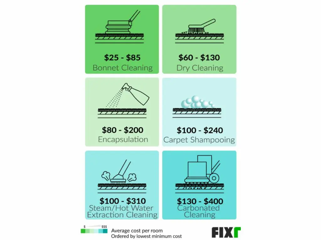 Average cost of professional carpet cleaning in the US (Source: Internet)