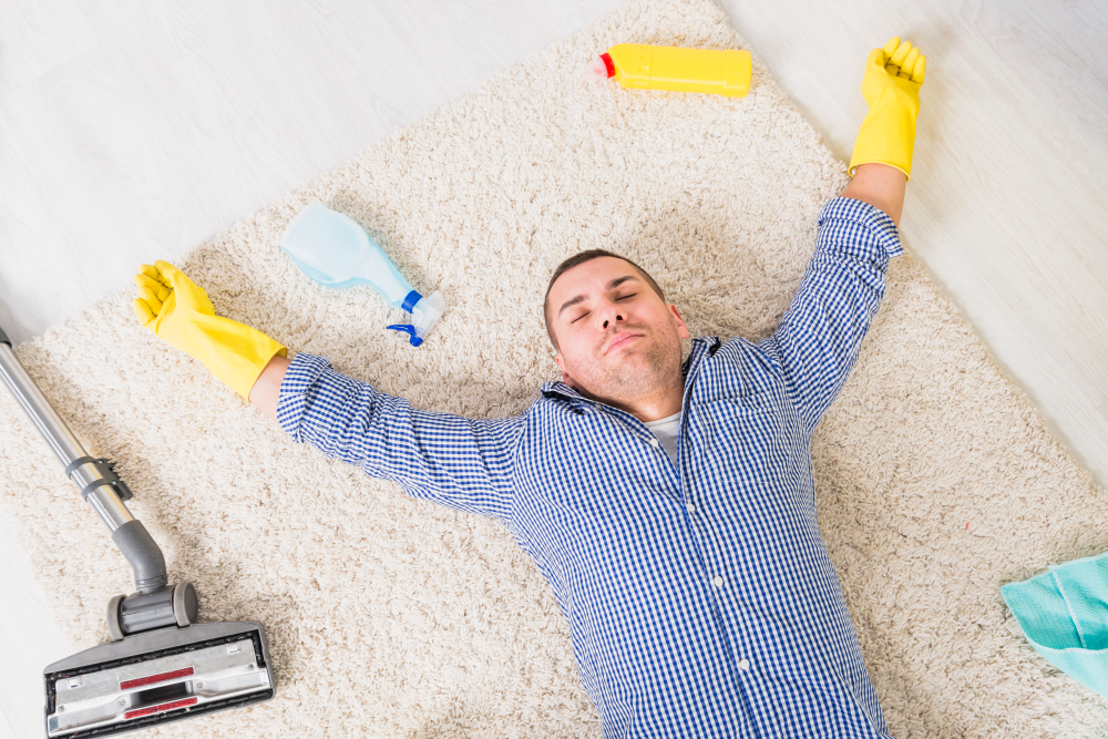 Cleaning carpet is a tired house chores