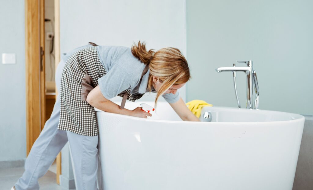 Clean the bathroom weekly