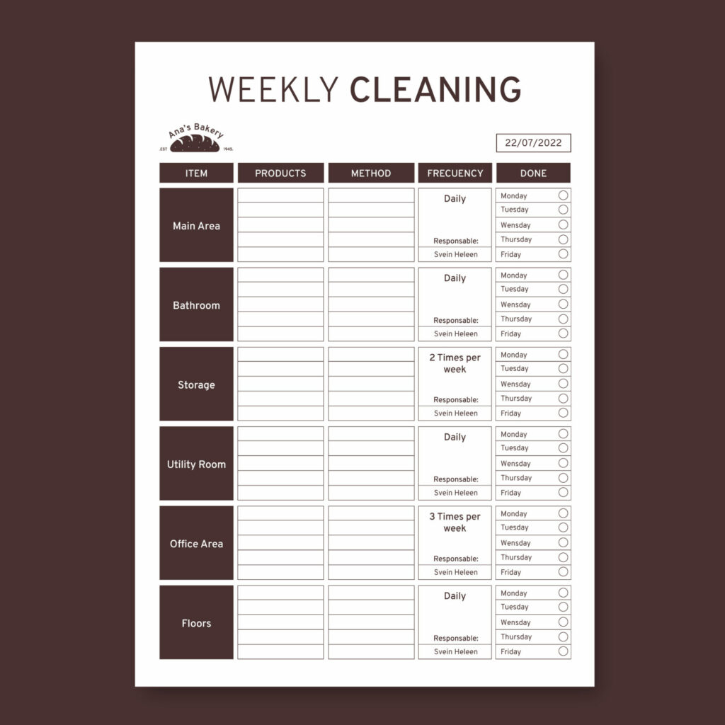 Weekly cleaning